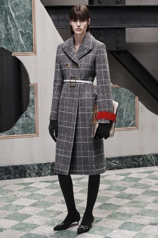 Grey Plaid Coat Outfits For Women: 