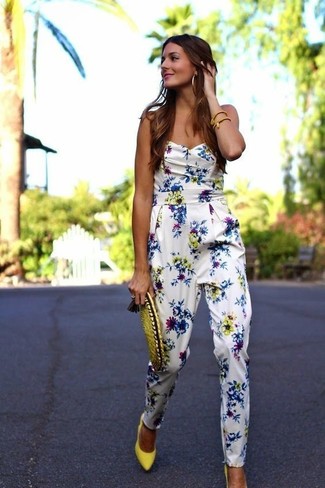 White Floral Jumpsuit Outfits: 