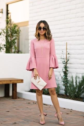 Hot Pink Suede Pumps Outfits: 