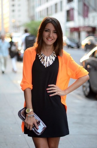 Orange Open Cardigan Outfits For Women: 