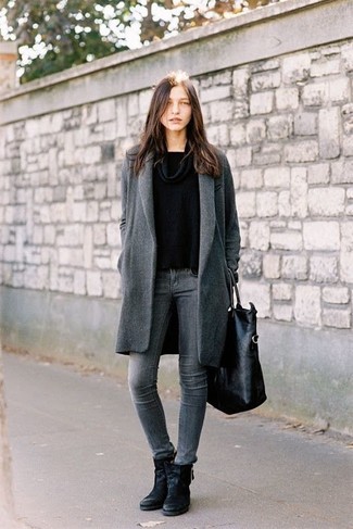 Belted Wool And Cashmere Blend Coat Charcoal