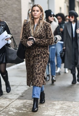 Brushed Leopard Print Tailored Coat Pattern