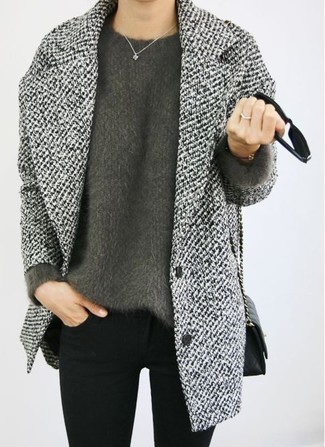 Tweed Leather Coat