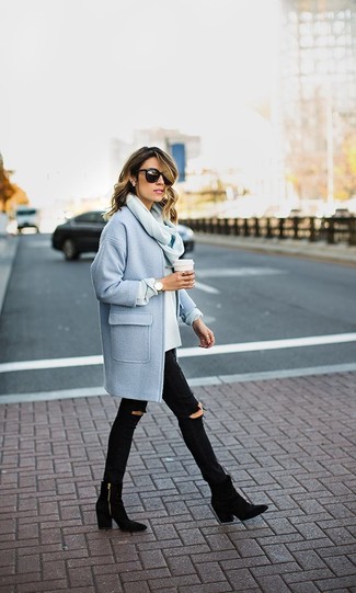 How to Wear a Light Blue Coat (35 looks) | Women's Fashion