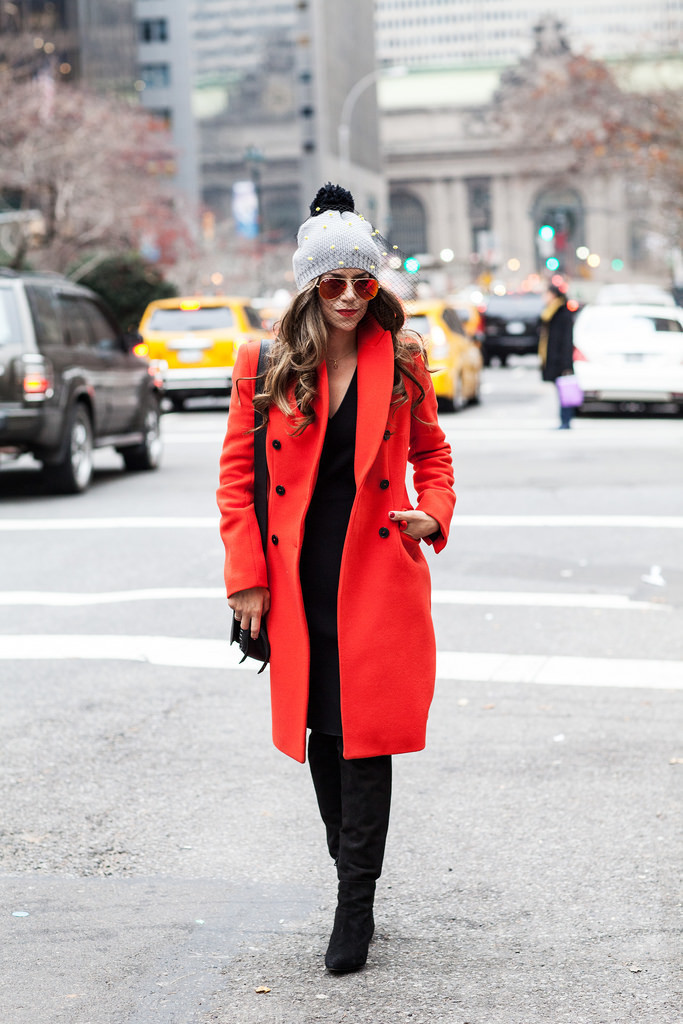 red coat sweater