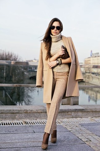 Camel Coat with Dark Brown Shoes Outfits (48 ideas & outfits)