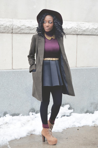 Black Wool Tights with Navy Skater Skirt Outfits (8 ideas & outfits)