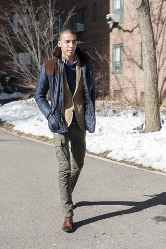 Navy Quilted Barn Jacket Outfits: 