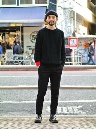 Black Distressed K Ideo Sweater