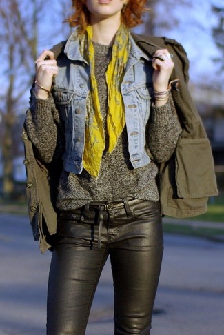 Yellow Print Scarf Outfits For Women: 
