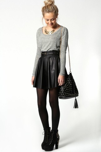 mini skirt black tights