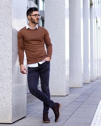 Two Tone Contrast Skinny Jeans