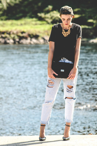 Distressed Boot Cut Jeans