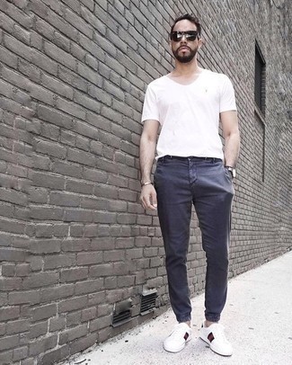 Navy Oversized Carrot Fit Trousers