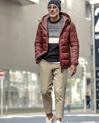 Red Puffer Jacket Outfits For Men: 