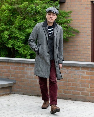 Dark Brown Suede Casual Boots Outfits For Men: 