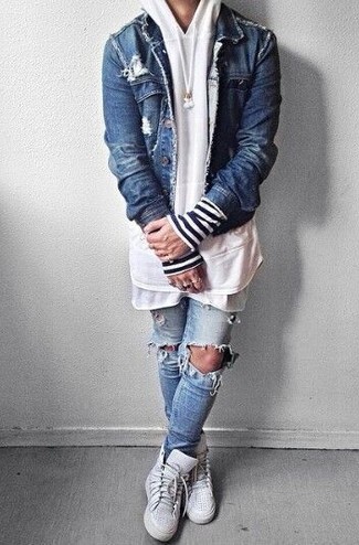 White High Top Sneakers Fall Outfits For Men: 