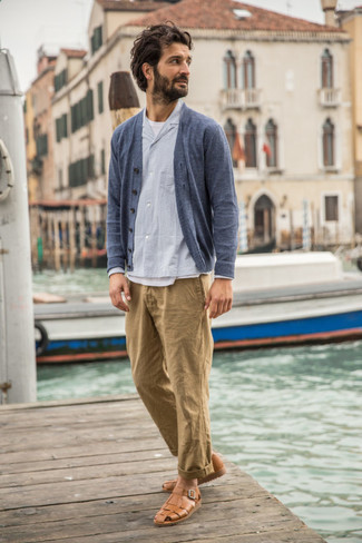 Navy Cardigan Summer Outfits For Men: 