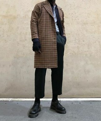 Camel Gingham Overcoat Outfits: 
