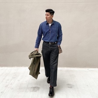 Olive Shirt Jacket Outfits For Men: 
