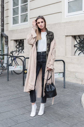 Olive Military Jacket with Trenchcoat Outfits: 