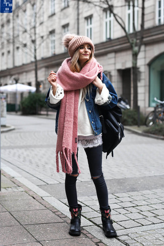 Pink Knit Beanie Outfits For Women: 