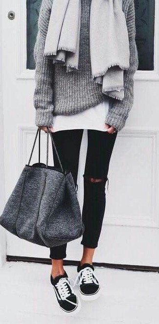 Grey Canvas Tote Bag Outfits: 