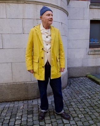 Mustard Raincoat Outfits For Men: 