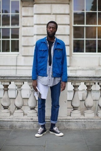 Blue Harrington Jacket Outfits: 