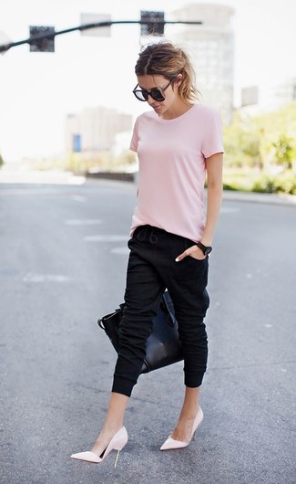 Pink Crinkled Viscose T Shirt