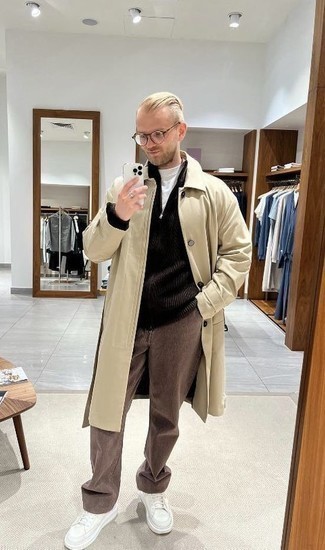 Beige Trenchcoat Fall Outfits For Men: 