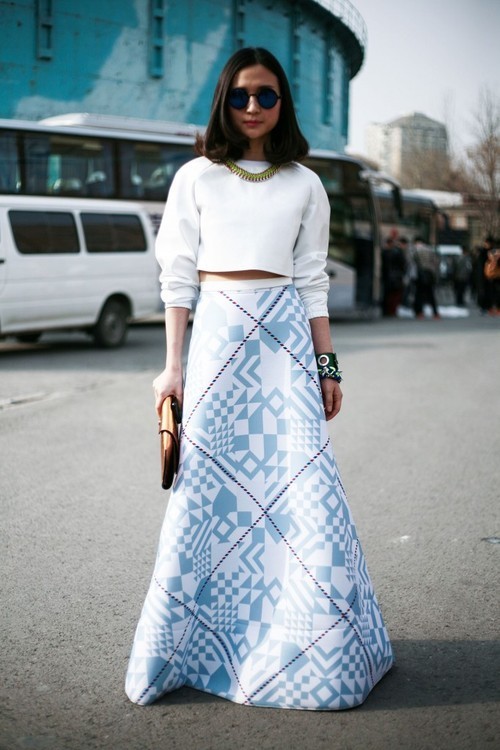 geometric maxi skirt