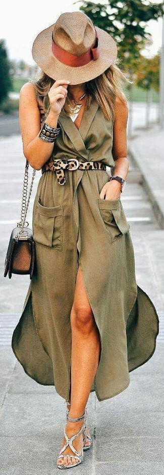 Olive Silk Wrap Dress Outfits: 