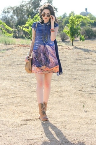 Navy Print Casual Dress Outfits: 