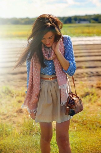 Pink Polka Dot Scarf Outfits For Women: 