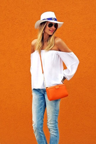 Orange Leather Crossbody Bag Outfits: 