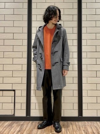 Grey Duffle Coat Outfits For Men: 