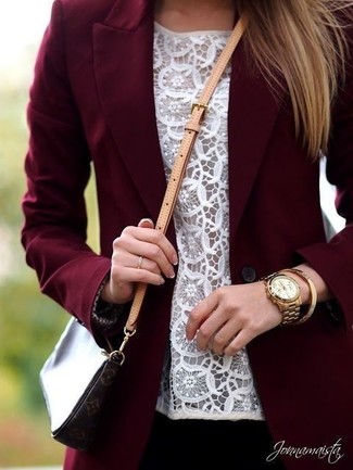Burgundy Blazer Outfits For Women: 