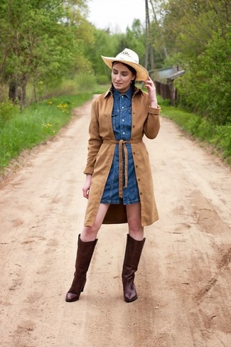 Brown Suede Trenchcoat Outfits For Women: 