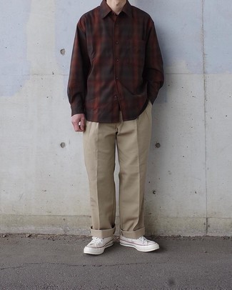 Cremieux Long Sleeve Woven Plaid Shirt With Elbow Patches