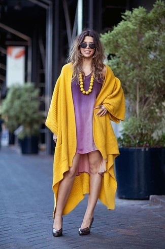 Green-Yellow Open Cardigan Outfits For Women: 