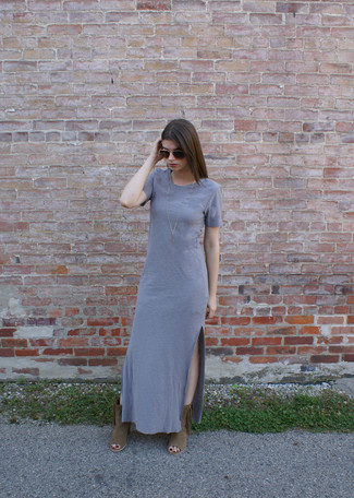 Charcoal Maxi Dress Outfits: 