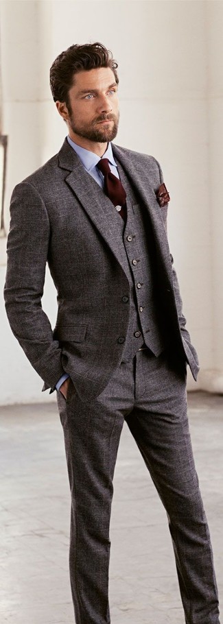 Grey Wool Suit Outfits: 