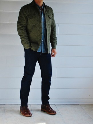 Green Quilted Worker Jacket