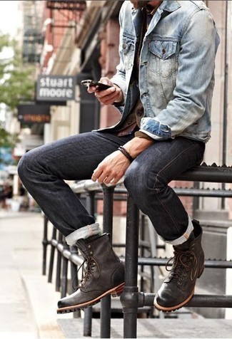 How to Wear a Light Blue Denim Jacket (36 looks) | Men's Fashion