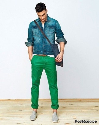 Tapered Smart Trousers In Green Jacquard