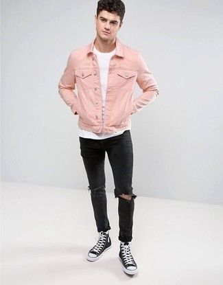Pink Denim Oversized Double Jacket