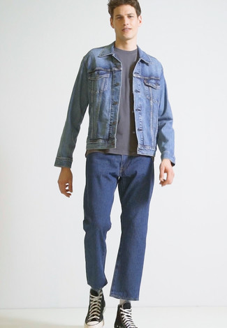 Denim Jacket With Faux Shearling Collar