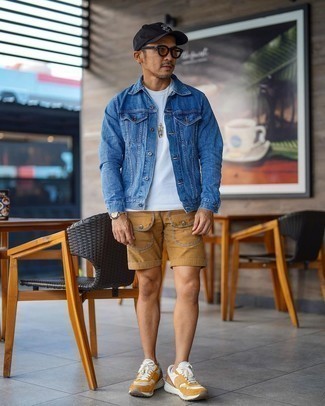 frynser effektivitet Kong Lear Blue Denim Jacket with Shorts Outfits For Men (25 ideas & outfits) |  Lookastic