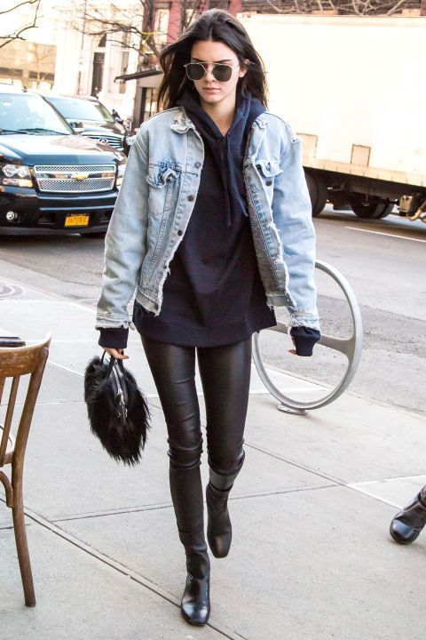 Kendall Jenner rocks a leather jacket with a casual tee and leggings while  running errands in